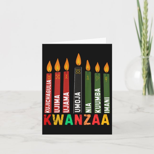 The Seven Principles Of Kwanzaa Kinara Happy Kwanz Card (Front)