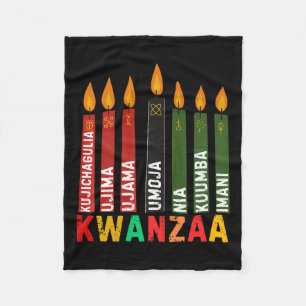 The Seven Principles Of Kwanzaa Kinara Happy Kwanz Fleece Blanket