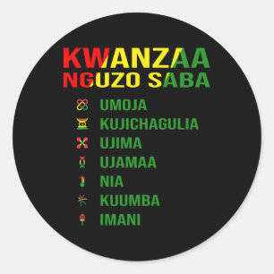 The Seven Principles Of Kwanzaa - Nguzo Saba  Classic Round Sticker