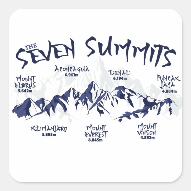 The Seven Summits Mountain Climbing Square Sticker (Front)