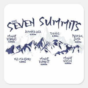 The Seven Summits Mountain Climbing Square Sticker
