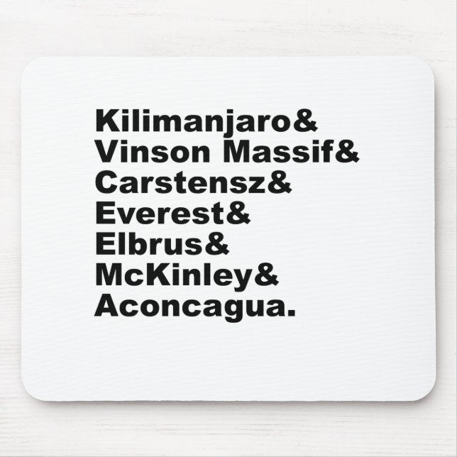 The Seven Tallest Mountains On Each Continent Mouse Pad (Front)
