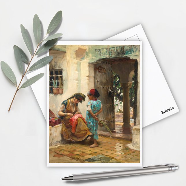 The Sewing Lesson by Frederick Bridgman Postcard (Creator Uploaded)