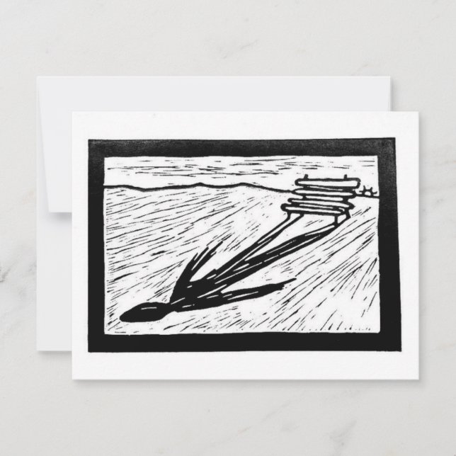 The Shape of Waiting Linocut RSVP Card (Front)