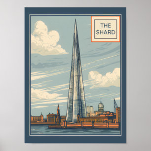 The Shard London UK Vintage Travel Poster