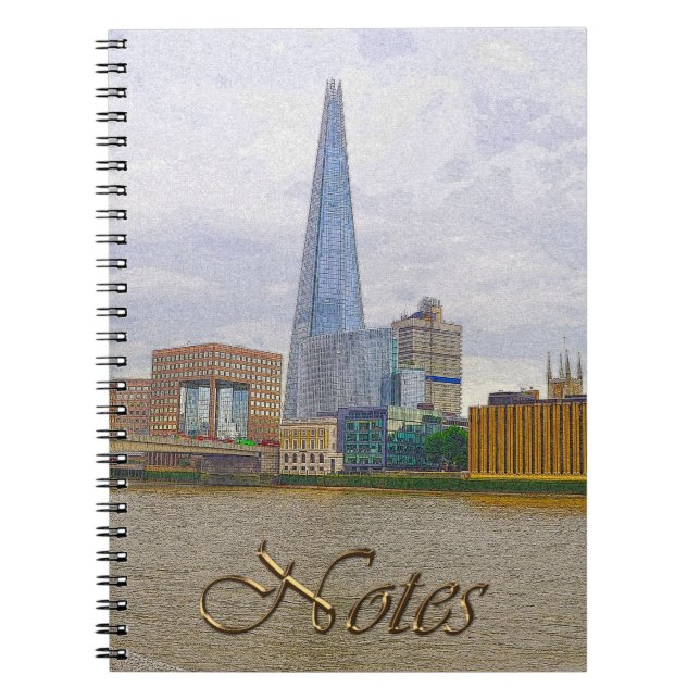 The Shard, Thames River, London, England Spiral Notebook (Front)