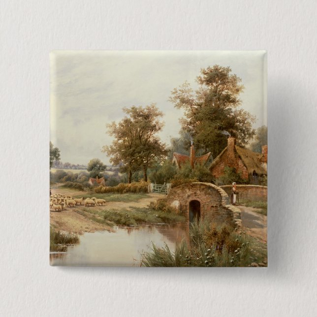 The Sheep Drover 15 Cm Square Badge (Front)