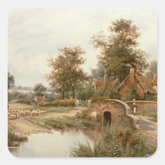 The Sheep Drover Square Sticker (Front)