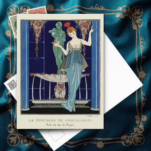The Shell Fountain  by George Barbier   Postcard
