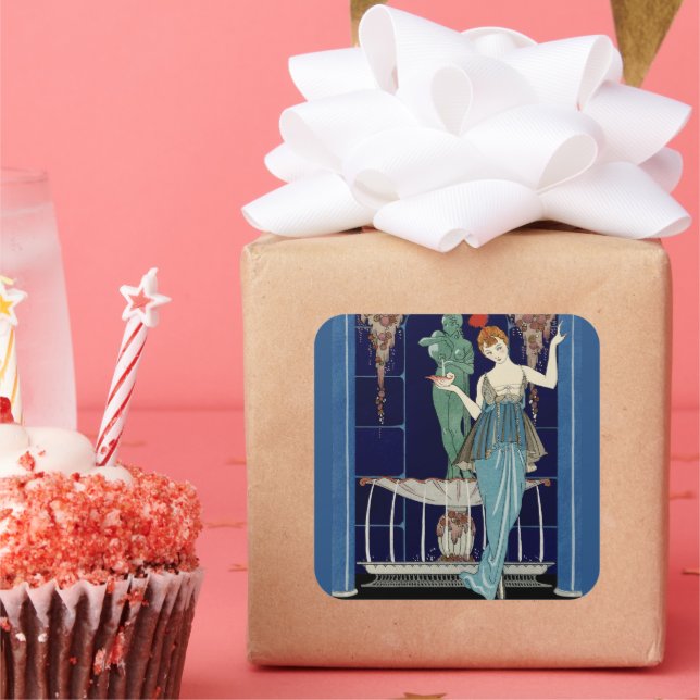  The Shell Fountain  by George Barbier Square Sticker (Party)