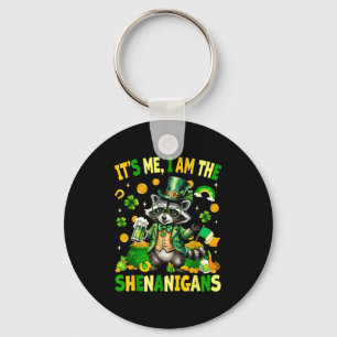 The shenanigans, funny raccoon st patrick's day key ring