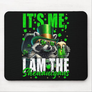 The shenanigans, funny racoon st patrick's day mouse pad