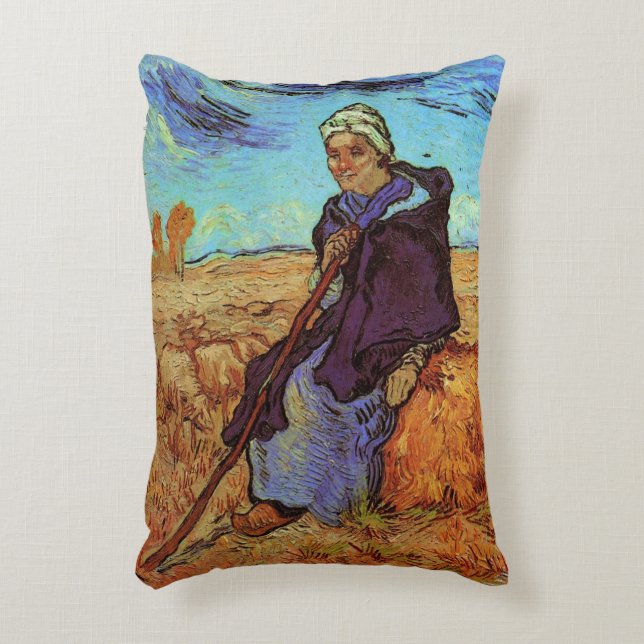 The Shepherdess (after Millet) by Vincent van Gogh Decorative Cushion (Front(Vertical))