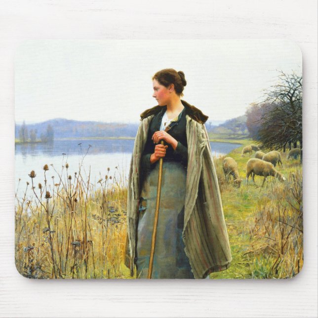 The Shepherdess Art by Daniel Ridgway Knight  Mouse Pad (Front)
