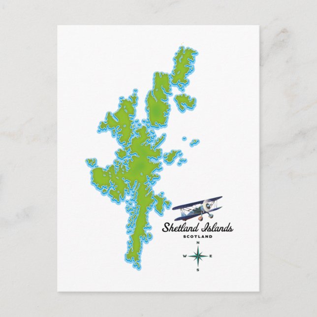 The Shetland Islands map Postcard (Front)