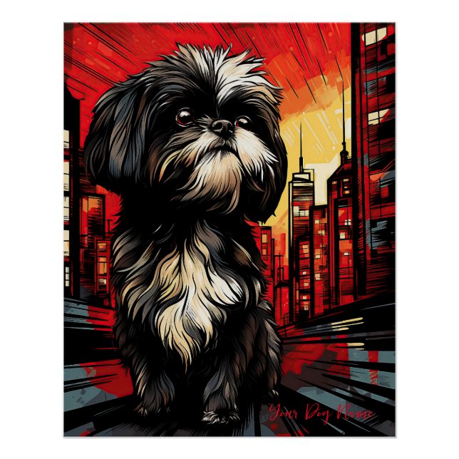 The Shih Tzu Dog, Red and Black 003 - Ulises Dalla Poster (Front)