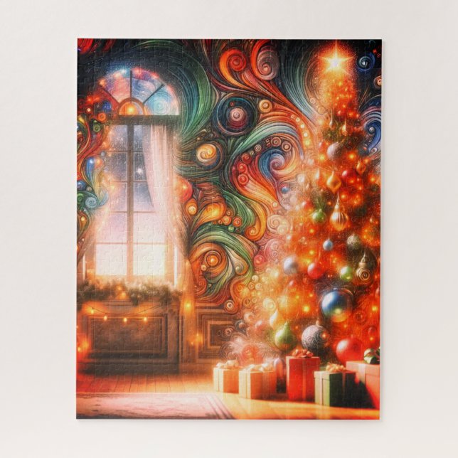 The Shimmering Retro, Groovy Christmas Tree Jigsaw Puzzle (Vertical)