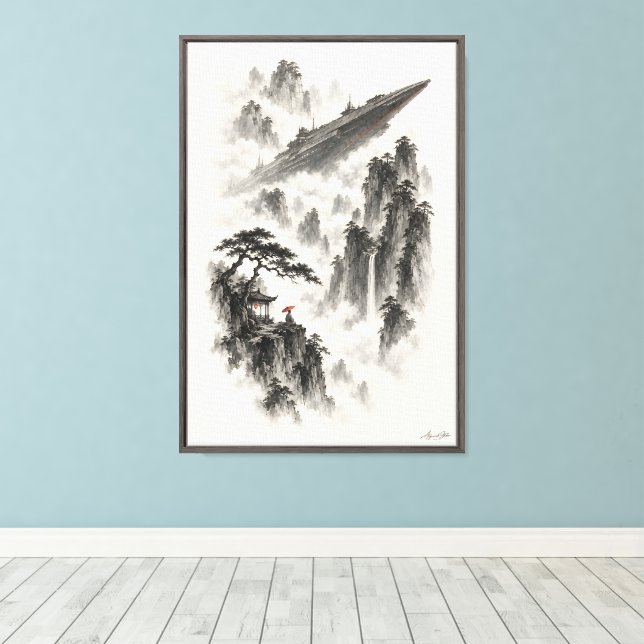 The Ship Beyond the Pines Canvas Print (Insitu(Wood Floor))