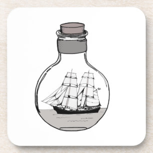 The ship in the glass bulb coaster