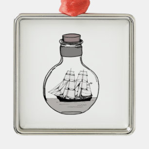 The ship in the glass bulb metal tree decoration