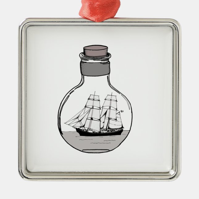 The ship in the glass bulb metal tree decoration (Front)