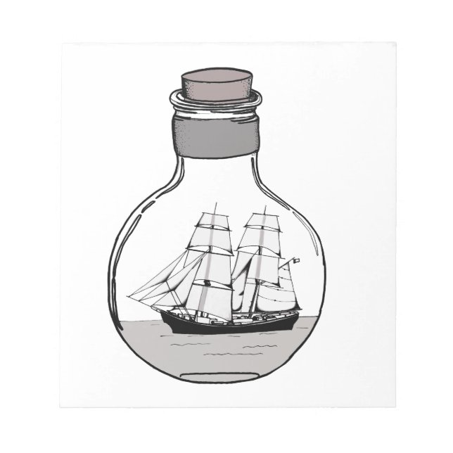The ship in the glass bulb notepad (Front)