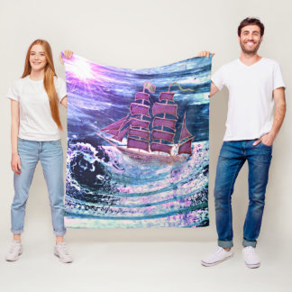 The Ship "Kept by God" Fleece Blanket