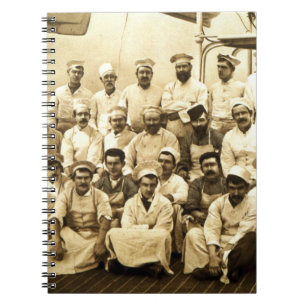 The ship's cooks aboard the R.M.S. Teutonic (b/w p Spiral Notebook