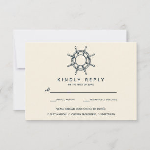The  Ship's wheel   Wedding RSVP with meal choise Card