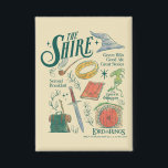 THE SHIRE™ Watercolor Collage Graphic<br><div class="desc">Celebrate the simple comforts and grand adventures of The Shire™ with this charming Lord of the Rings™ collage design. Featuring a delightful collection of illustrated icons — including the One Ring, a Gandalf's hat and pipe, a well-packed travel rucksack, a trusty sword, a cozy hobbit door, and even a nod...</div>