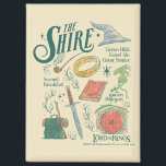 THE SHIRE™ Watercolor Collage Graphic Magnet<br><div class="desc">Celebrate the simple comforts and grand adventures of The Shire™ with this charming Lord of the Rings™ collage design. Featuring a delightful collection of illustrated icons — including the One Ring, a Gandalf's hat and pipe, a well-packed travel rucksack, a trusty sword, a cozy hobbit door, and even a nod...</div>