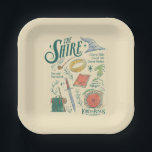 THE SHIRE™ Watercolor Collage Graphic Paper Plate<br><div class="desc">Celebrate the simple comforts and grand adventures of The Shire™ with this charming Lord of the Rings™ collage design. Featuring a delightful collection of illustrated icons — including the One Ring, a Gandalf's hat and pipe, a well-packed travel rucksack, a trusty sword, a cozy hobbit door, and even a nod...</div>