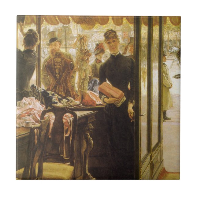 The Shop Girl by James Tissot, Victorian Fine Art Tile (Front)