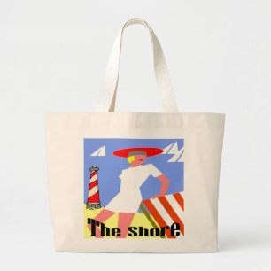 The Shore, Gal at Lighthouse Large Tote Bag