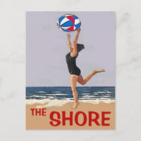 The Shore Vintage Style Poster Card