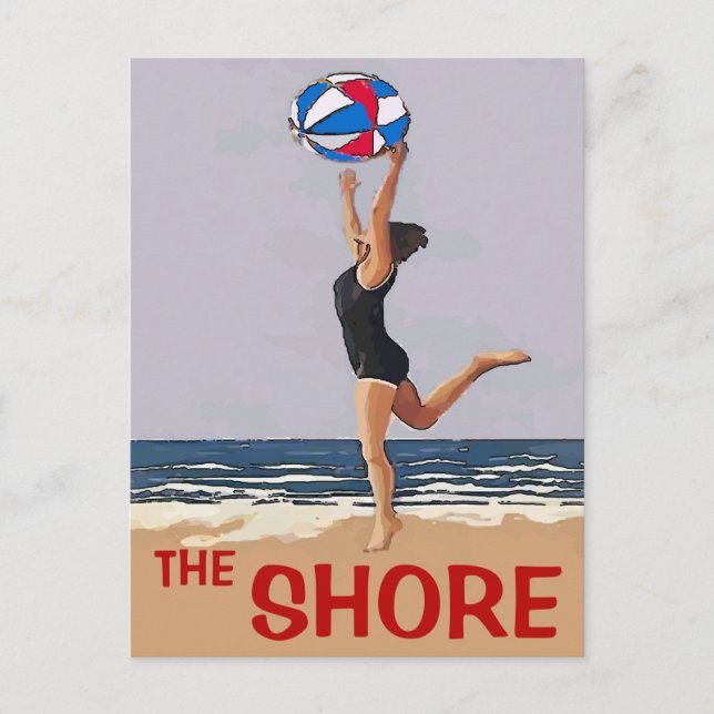 The Shore Vintage Style Poster Card (Front)