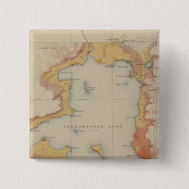 The Shores of Yellowstone Lake 15 Cm Square Badge (Front)