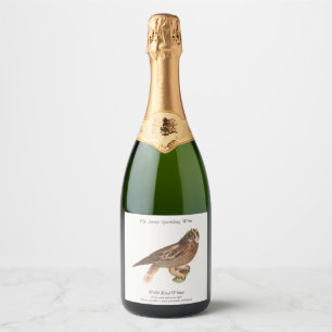 The Short-eared Owl (Otus palustris) New York Bird Sparkling Wine Label