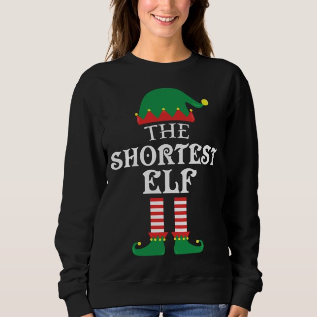 The Shortest Elf Matching Family Christmas Pajama Sweatshirt (Front)