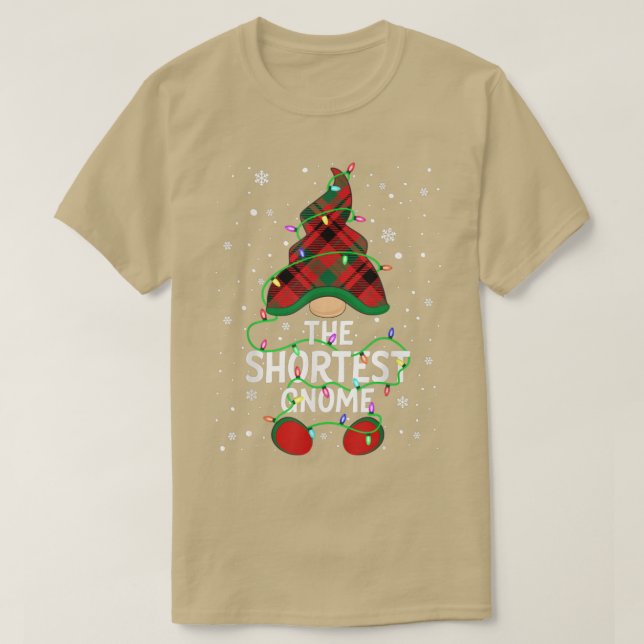 The Shortest Gnome Family Matching Group Xmas Ligh T-Shirt (Design Front)