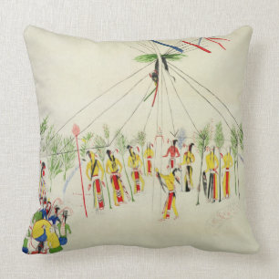 The Shoshone Sun Dance (pigment on muslin) Cushion