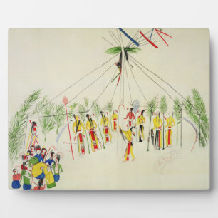 The Shoshone Sun Dance (pigment on muslin) Plaque