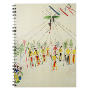 The Shoshone Sun Dance (pigment on muslin) Spiral Notebook