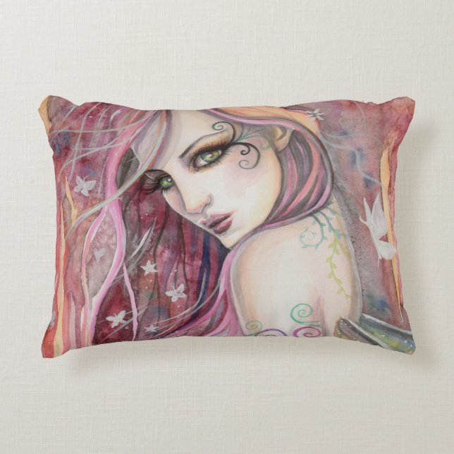 The Shy Flirt Fairy Modern Fantasy Art Decorative Cushion (Front)