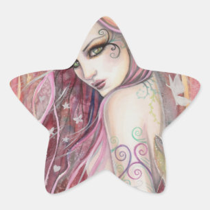 The Shy Flirt Modern Fairy Fantasy Art Star Sticker