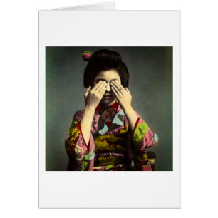 The Shy Geisha Vintage Old Japan Hand Coloured