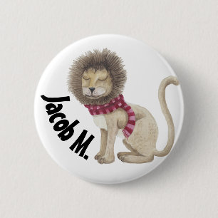 The Shy Lion Personalised 6 Cm Round Badge