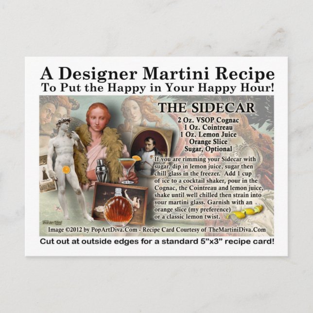 The Sidecar Cocktail Recipe Postcard (Front)