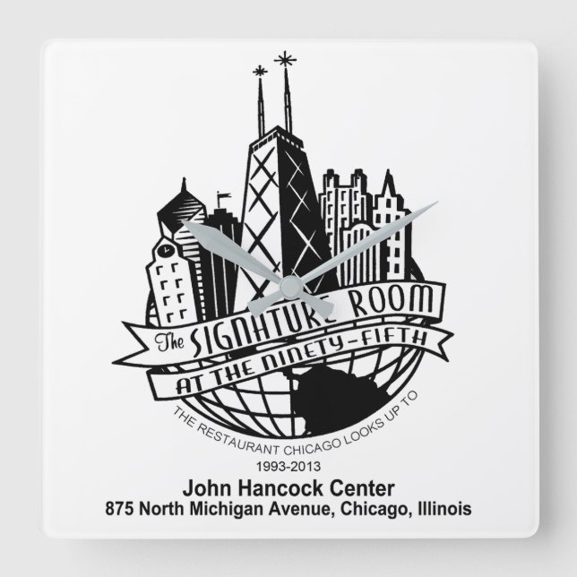 The Signature Room at the 95th, Chicago, IL Square Wall Clock (Front)