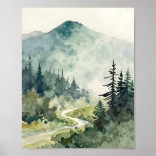 The Silent Ascent: A Misty Morning Passage Through Poster